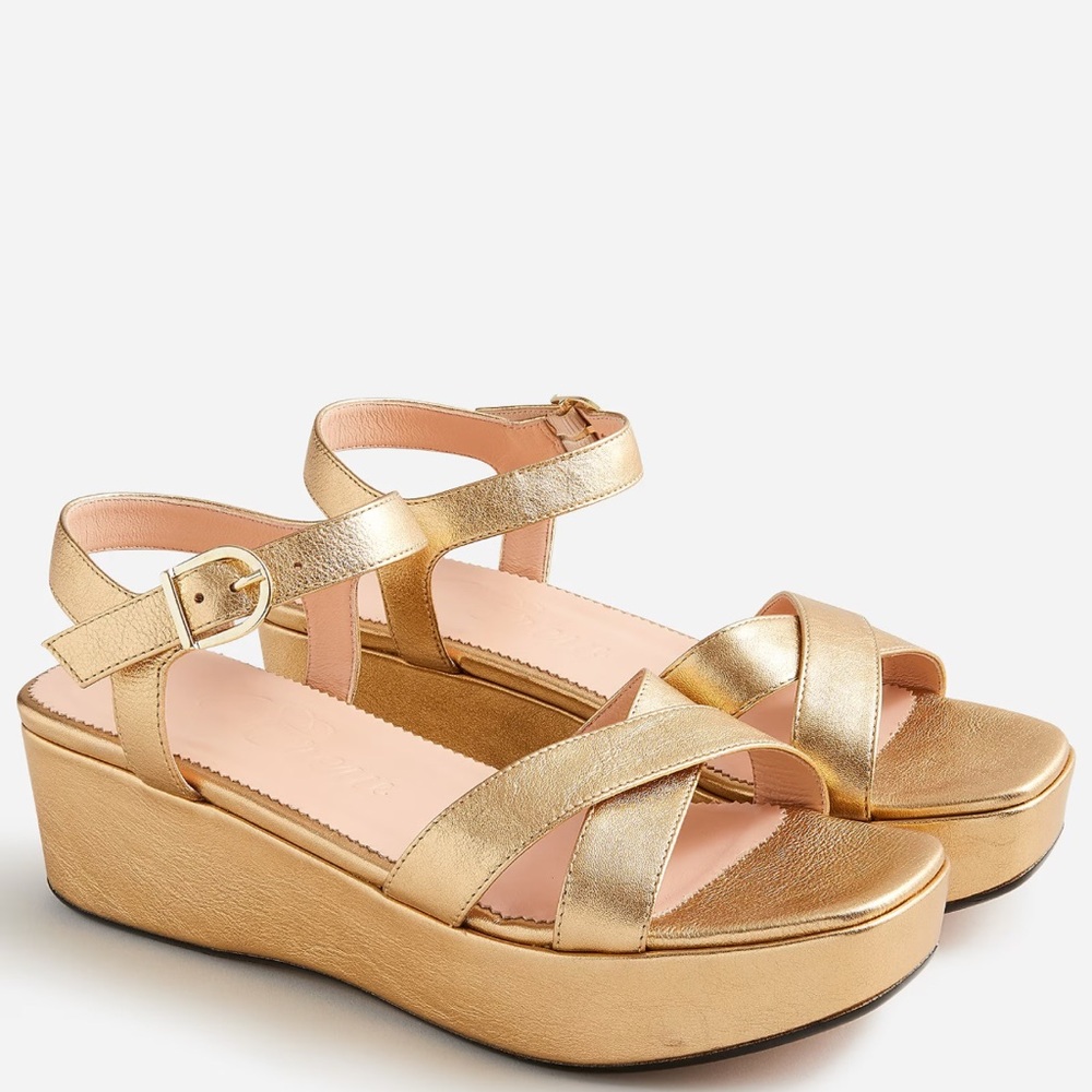 JCrew Gold Platform Sandals size 9, NWOB